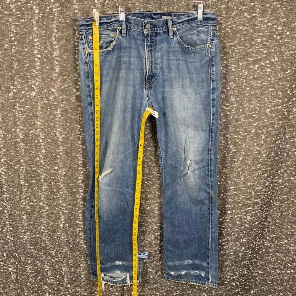 Polo Ralph Lauren Distressed Classic Fit Jeans Blue Denim 39x30 Mens Frayed